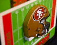 Image 6 of San Francisco 49ERS Hand Crafted NFL 3D Wooden Team Helmet Logo 