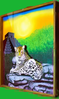 Image 3 of Leopard Diorama - Handmade 3D Wooden Wall Hanging Artwork