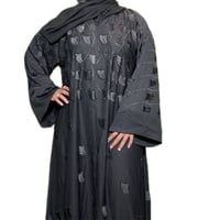 Image 1 of Elegant Long Sleeve Arabic Abaya Shimmering Starlight