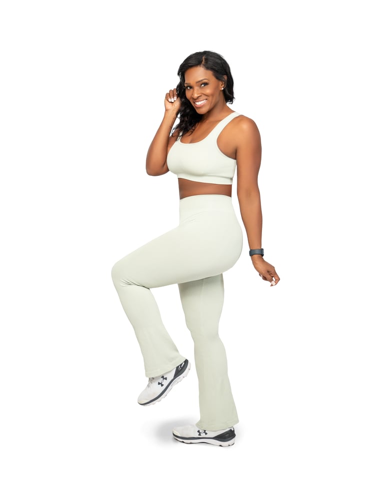 Image of Light Gray 2pc Square Neck Flare Legging Set