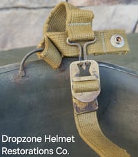 Image 16 of WWII M2 101st Airborne Helmet 506th PIR D-bale Front Seam & WWII Westinghouse liner.