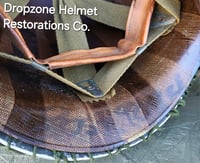 Image 17 of WWII M2 101st Airborne Helmet 506th PIR D-bale Front Seam & WWII Westinghouse liner.