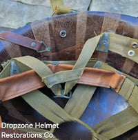 Image 19 of WWII M2 101st Airborne Helmet 506th PIR D-bale Front Seam & WWII Westinghouse liner.
