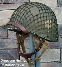 Image 1 of WWII M2 101st Airborne Helmet 506th PIR D-bale Front Seam & WWII Westinghouse liner.