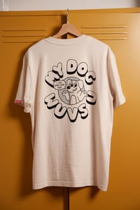 Image 3 of My Dog Wuvs U T-Shirt / Natural Raw + Black & Grey