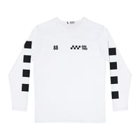 Image 1 of PWRD CHECKERED RACING LONG SLEEVE TEE WHITE