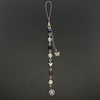 Clear Cracked Quartz/Purple Chalcedony (Dyed) Flower Phone Charm