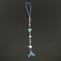 Blue Moonstone/White Jade Mermaid Tail Phone Charm