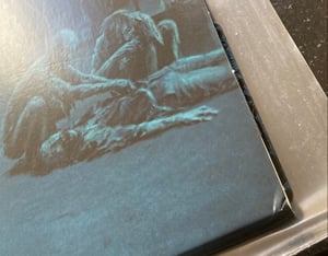 Image of MORTICIAN - *slight spine creasing* Darkest Day Of Horror  (Sea Blue w/ Splatter) LP