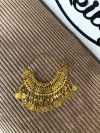 Image 1 of Coin Boho Statement Necklace - Gold