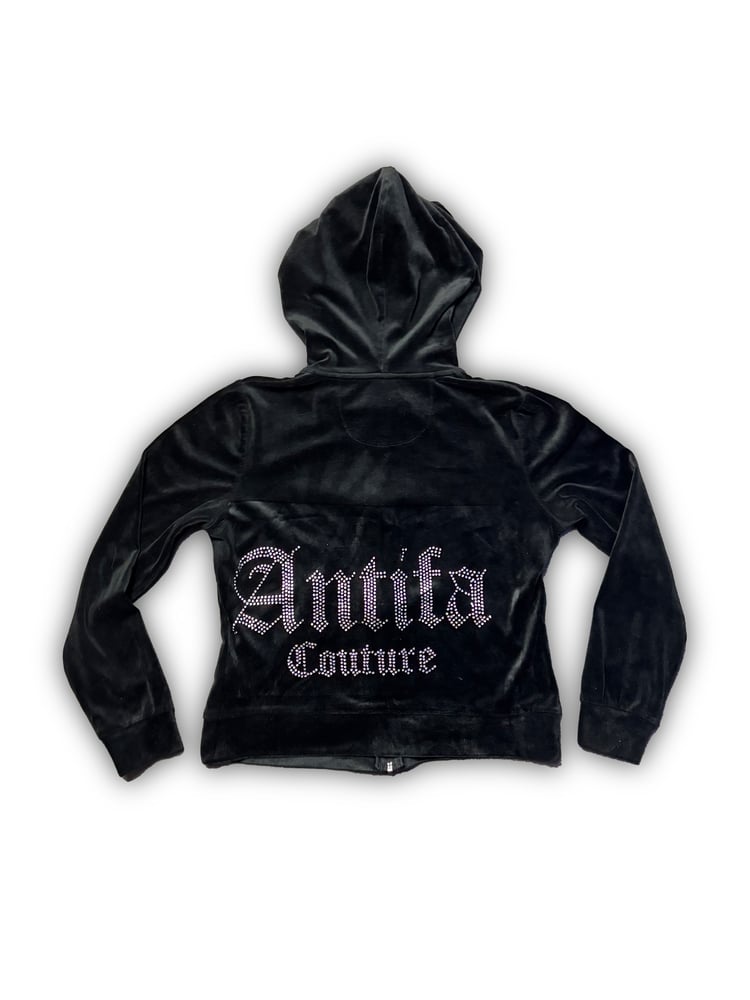 Image of Black Velour Jacket (S) - Antifa Couture (JA26)
