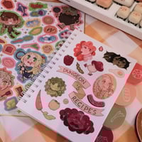 Image 1 of [PREORDER] Dungeon Menshi spiral notebook and sticker sheet 🫑🍅