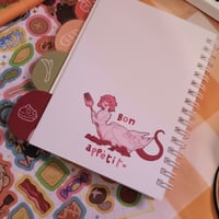 Image 4 of [PREORDER] Dungeon Menshi spiral notebook and sticker sheet 🫑🍅