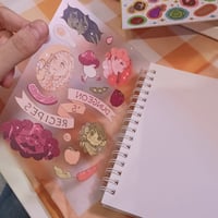 Image 5 of [PREORDER] Dungeon Menshi spiral notebook and sticker sheet 🫑🍅