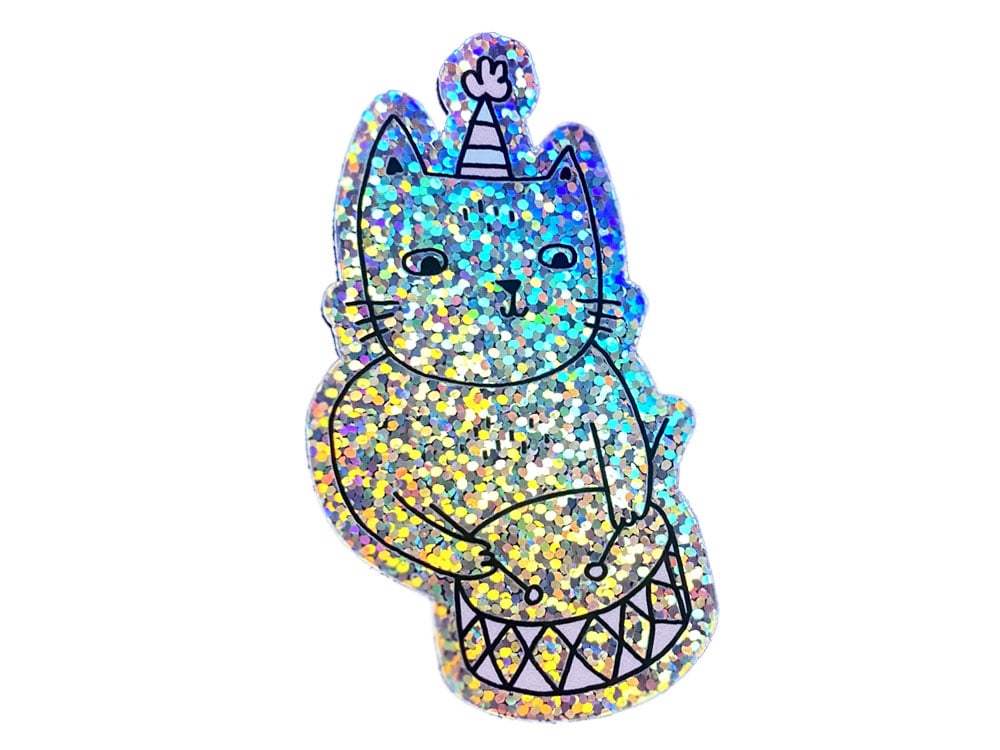 Image of STICKER Drummer Cat