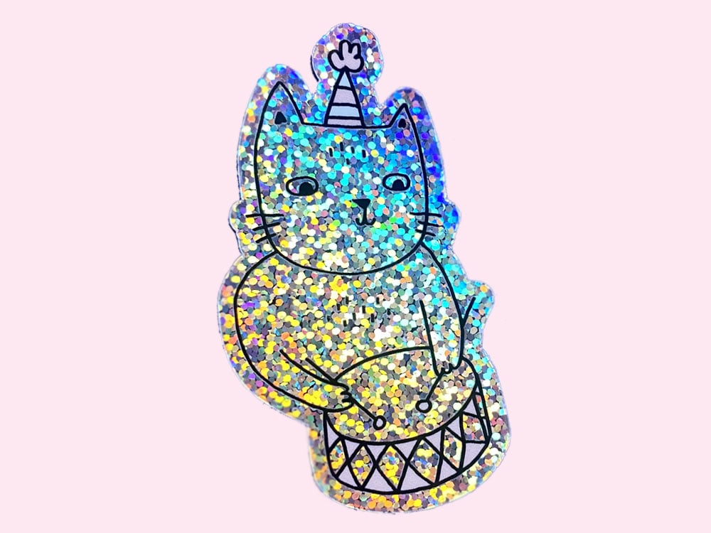 Image of STICKER Drummer Cat