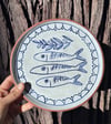 Hand painted summer plates - Sardines and olives 