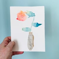 Image 3 of Artwork - wall art - mixed media watercolour flowers in vase