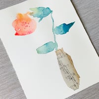 Image 4 of Artwork - wall art - mixed media watercolour flowers in vase