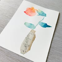 Image 1 of Artwork - wall art - mixed media watercolour flowers in vase