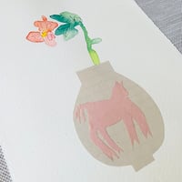 Image 5 of Artwork - wall art - mixed media watercolour flowers in vase folk art