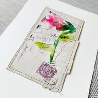 Image 1 of Artwork - wall art - mixed media watercolour flowers - envelope