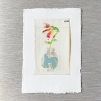 Image 3 of Artwork - wall art - mixed media watercolour flowers - folk art vase