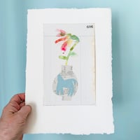 Image 4 of Artwork - wall art - mixed media watercolour flowers - folk art vase