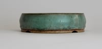 Image 1 of Round bonsai pot in copper green glaze. D.111mm