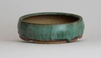 Image 5 of Round bonsai pot in copper green glaze. D.111mm