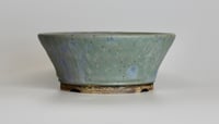 Image 1 of Round bonsai pot in a matte blue glaze. D.145mm