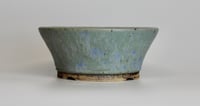 Image 2 of Round bonsai pot in a matte blue glaze. D.145mm