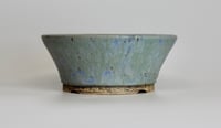 Image 3 of Round bonsai pot in a matte blue glaze. D.145mm