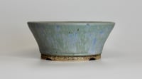 Image 4 of Round bonsai pot in a matte blue glaze. D.145mm