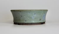 Image 1 of Round bonsai pot in a matte blue glaze. D.164mm