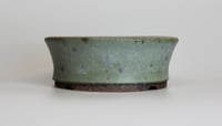 Image 4 of Round bonsai pot in a matte blue glaze. D.164mm