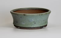 Image 5 of Round bonsai pot in a matte blue glaze. D.164mm