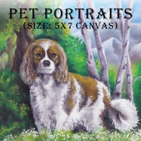 Image 1 of Custom Pet Portraits - Size 5x7 inches on Canvas