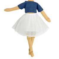 HarperIman - 2pc White pleated tulle skirt + denim top