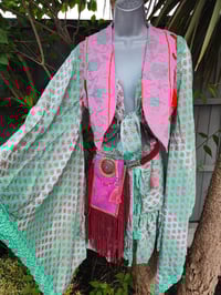 Image 1 of TULUM co ord set FRILL skirt - Green Pink