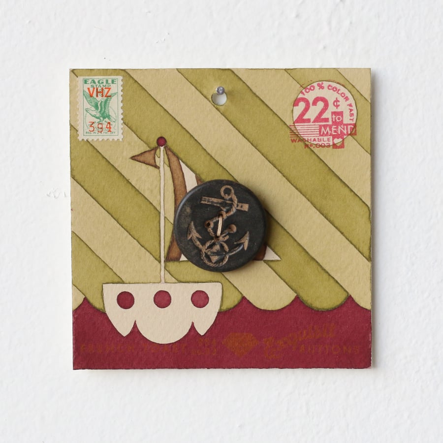 Image of Pea Green Button Card 62