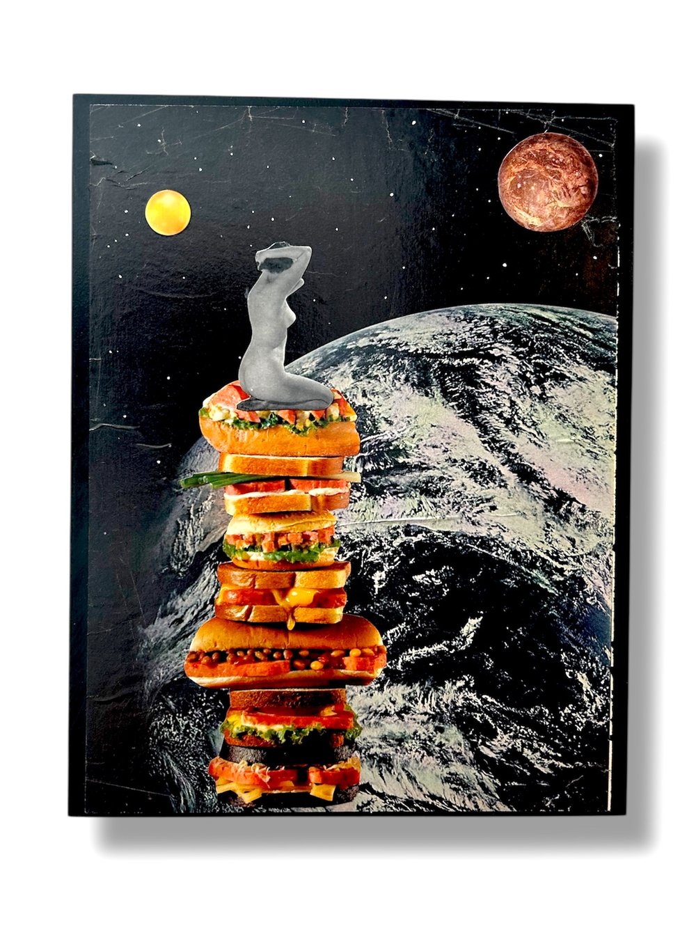 Image of She's a Glutton For Punishment - Original Art - Vintage Collage - Analog Collage - Vintage food 