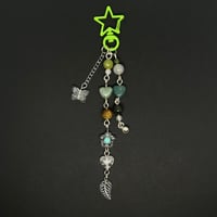 White Agate/Afghanistan Jade Leaf keychain