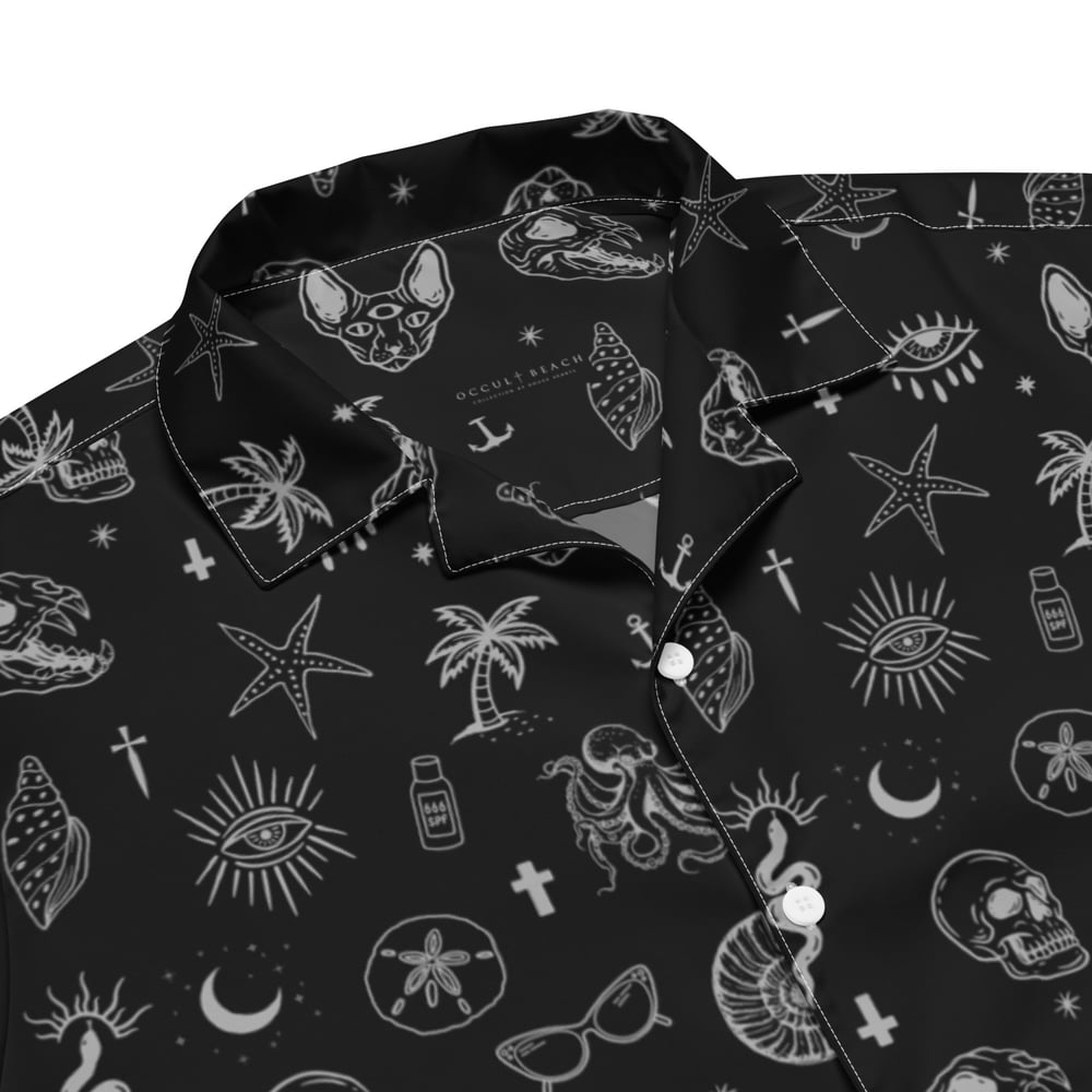 Occult Beach Black Unisex Button Shirt