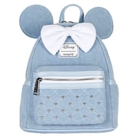 Image 1 of Loungefly Disney Minnie Mouse Denim Womens Double Strap Shoulder Bag Purse