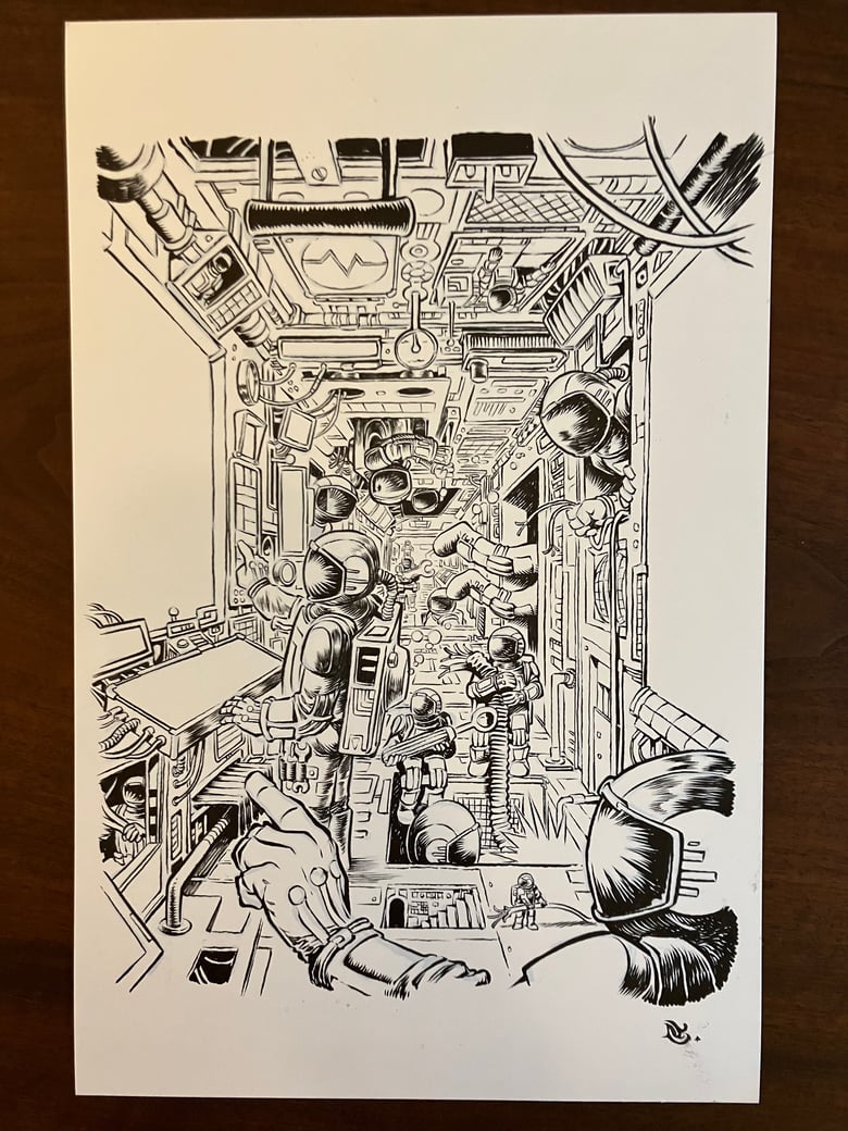 Image of Ink drawing - Johnny Blue Skies - Cable Dahmer Arena 