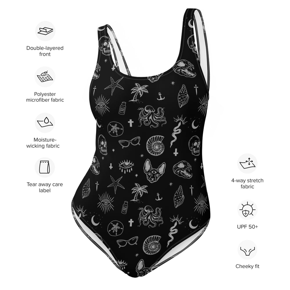 Occult Beach Black One-Piece Swimsuit