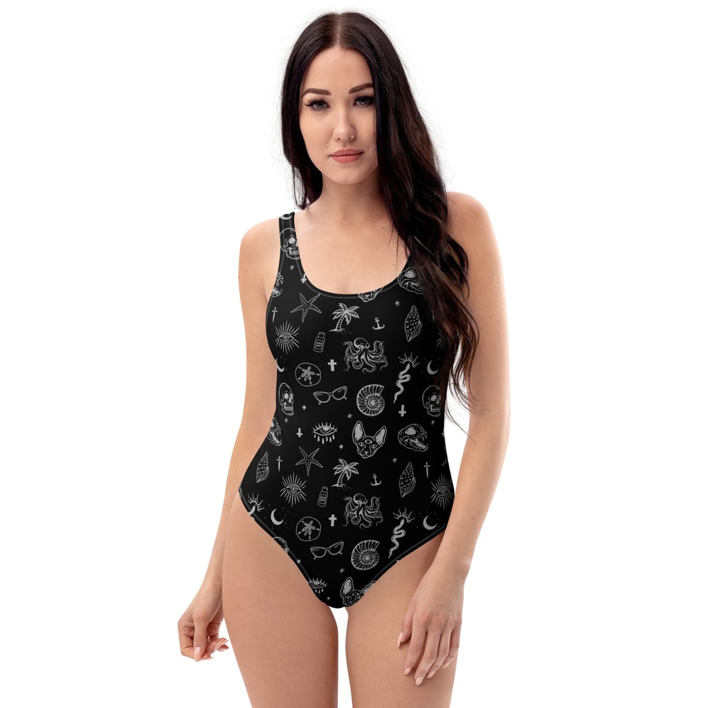 Occult Beach Black One-Piece Swimsuit
