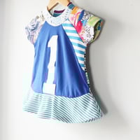 Image 2 of royal blue mix 12m 1st 1 one first birthday bday short sleeve twirl dress courtneycourtney