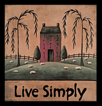 Image 2 of Primitive Folk Art Giclee Print Sheep Live Simply  2 sizes